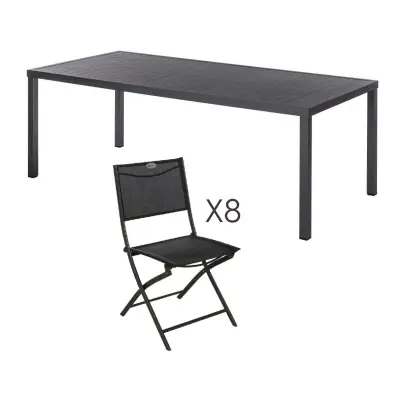 Ensemble Table de terrasse + 8 chaises LEA