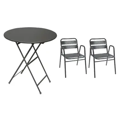 Ensemble YAGO - Table de jardin + 2 chaises
