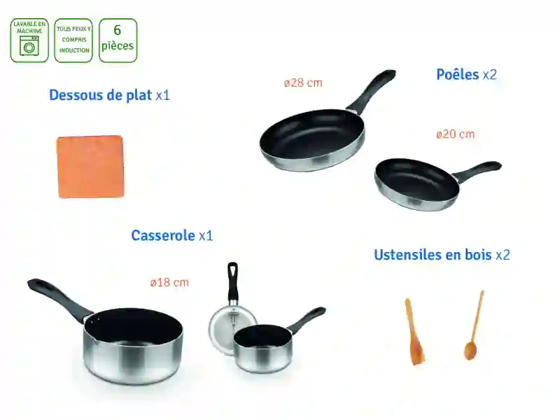 Casserole et ustensile - 6 pièces