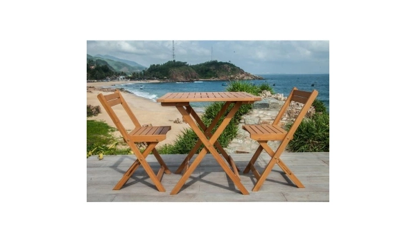 Ensemble SAKI - Table de jardin + 2 chaises