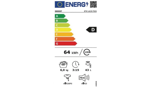 Lave linge INDESIT - 6 kg - Top - 1200 tr/min