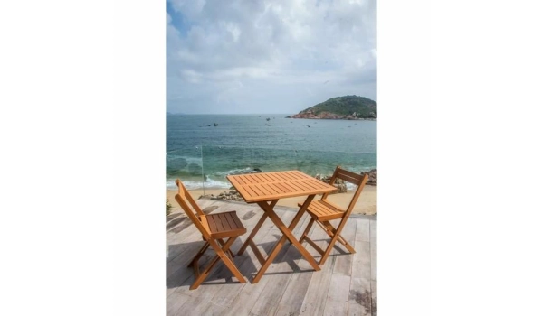 Ensemble SAKI - Table de jardin + 2 chaises