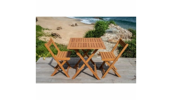 Ensemble SAKI - Table de jardin + 2 chaises