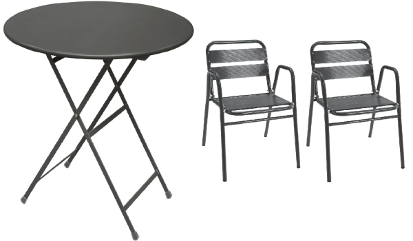 Ensemble YAGO - Table de jardin + 2 chaises