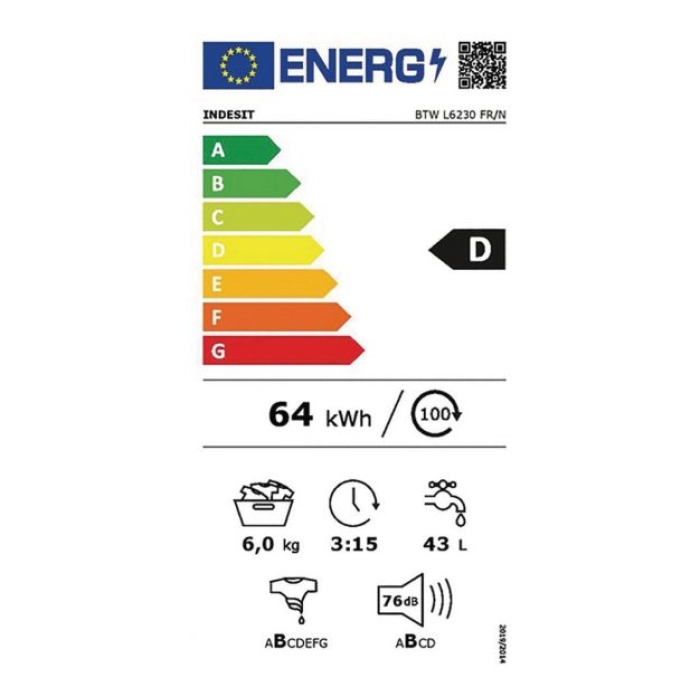 Lave linge INDESIT - 6 kg - Top - 1200 tr/min