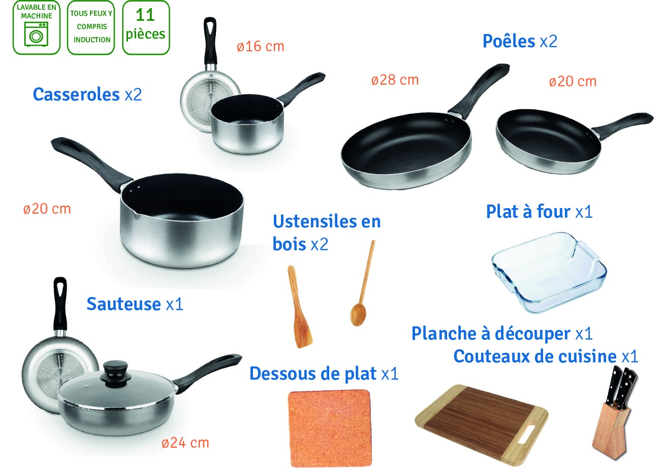 Casserole et ustensile - 11 pièces